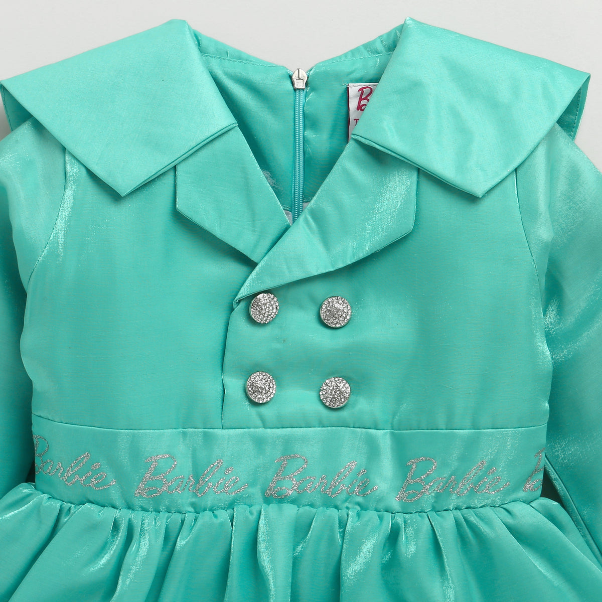 Barbie Aqua Satin Layered Peplum Party Dress