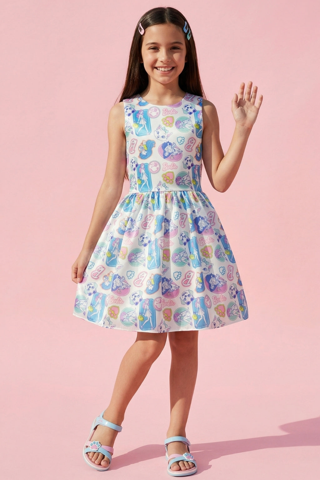 Barbie Pop Print Fit & Flare Dress