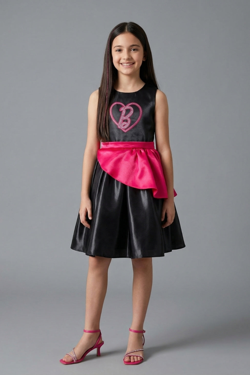 Girls Black Barbie Party Wear Frock