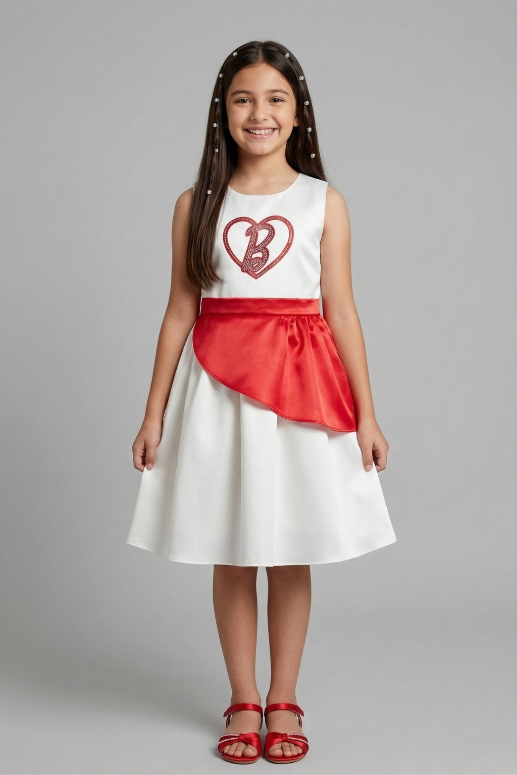 Girls White Barbie Party Wear Frock