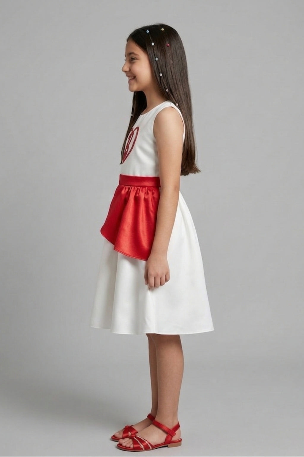 Girls White Barbie Party Wear Frock