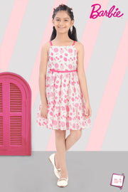 Girls Hot Pink Printed Midi Dress