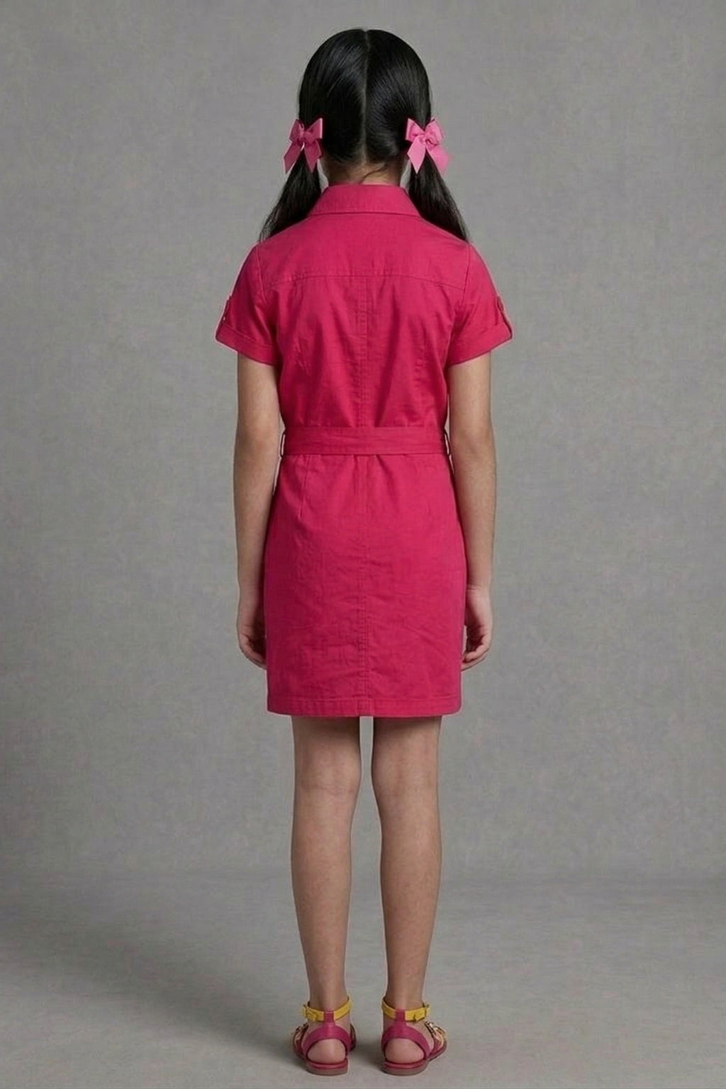 Girls Hot Pink Barbie Cargo Midi Dress
