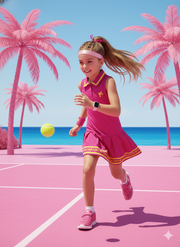 Girls Hot Pink Barbie Sleeveless Midi Dress