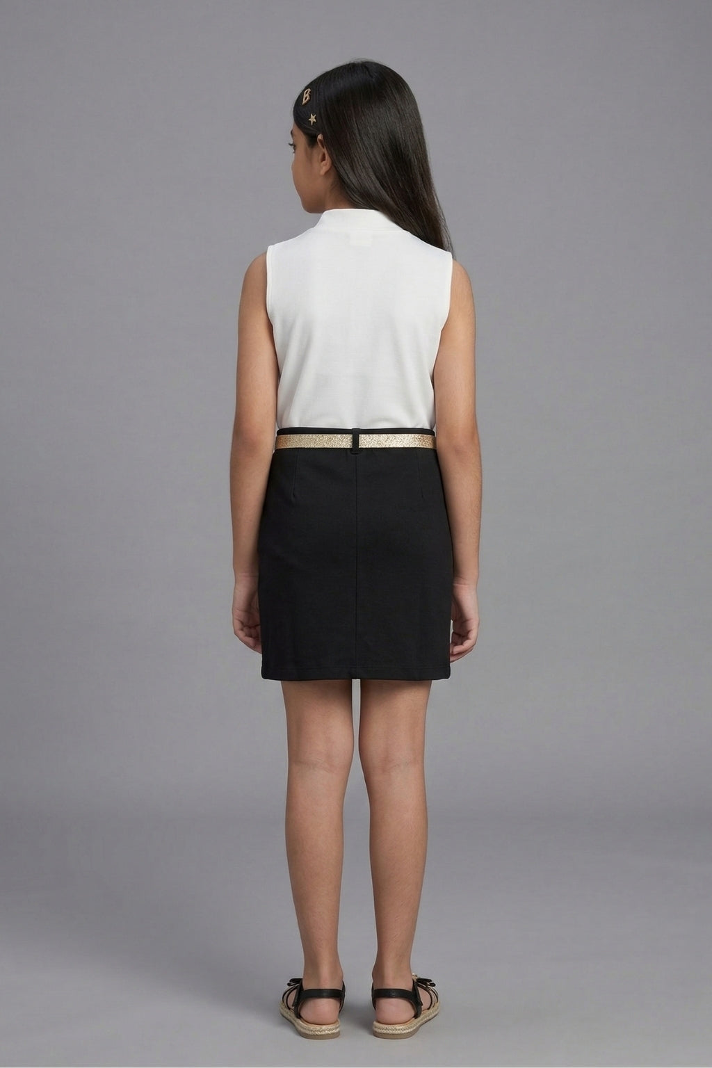 Girls White Party Wear Midi Dress