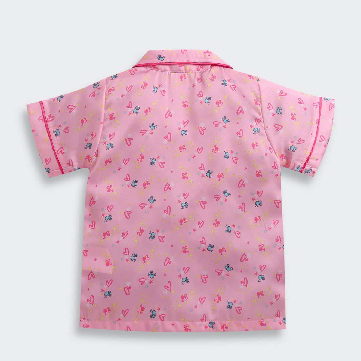 Barbie Pink Printed Satin Night Suit Set