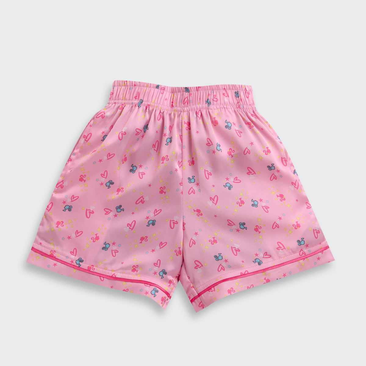 Barbie Pink Printed Satin Night Suit Set