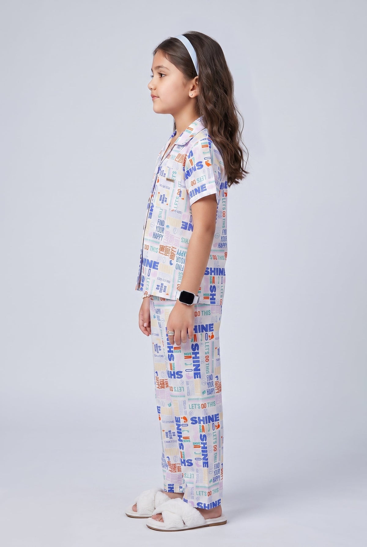 Barbie White Typography Print Shirt & Pant Night Suit Set