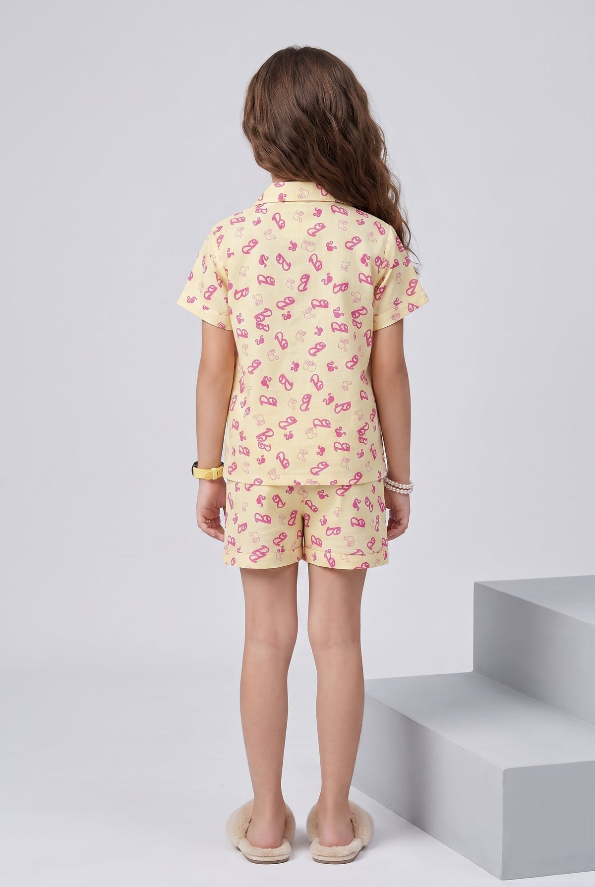 Barbie Lemon Print Shirt & Shorts Night Suit Set