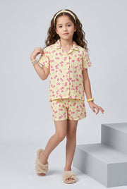 Barbie Lemon Print Shirt & Shorts Night Suit Set