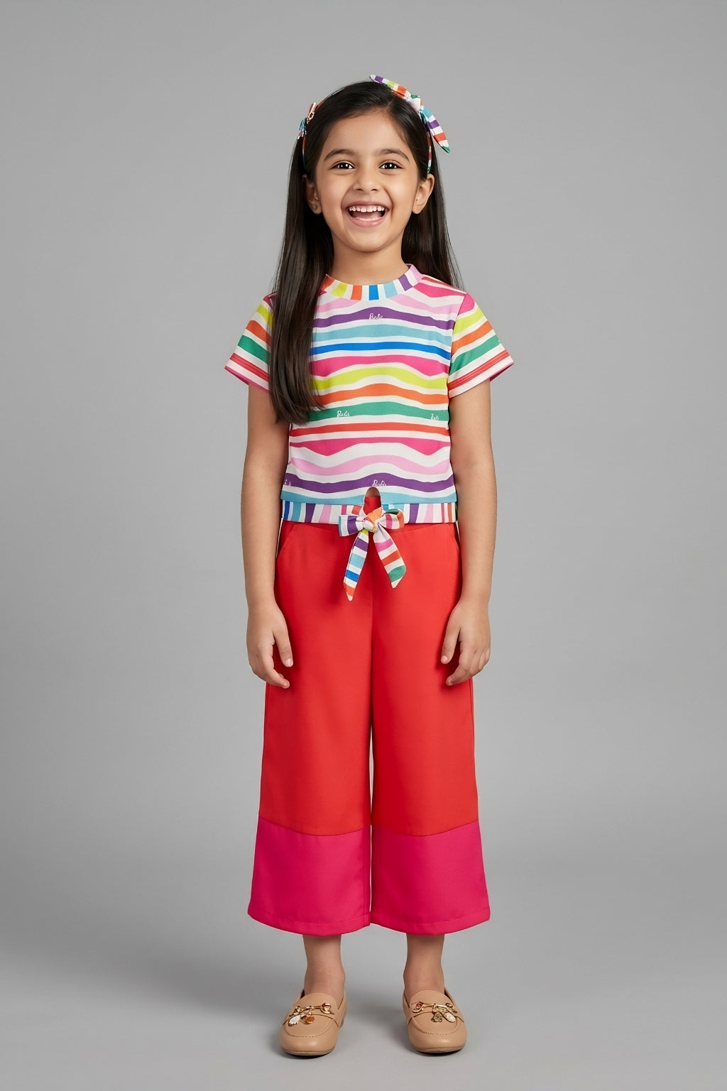 Barbie Multicolor Striped Co-ord Set