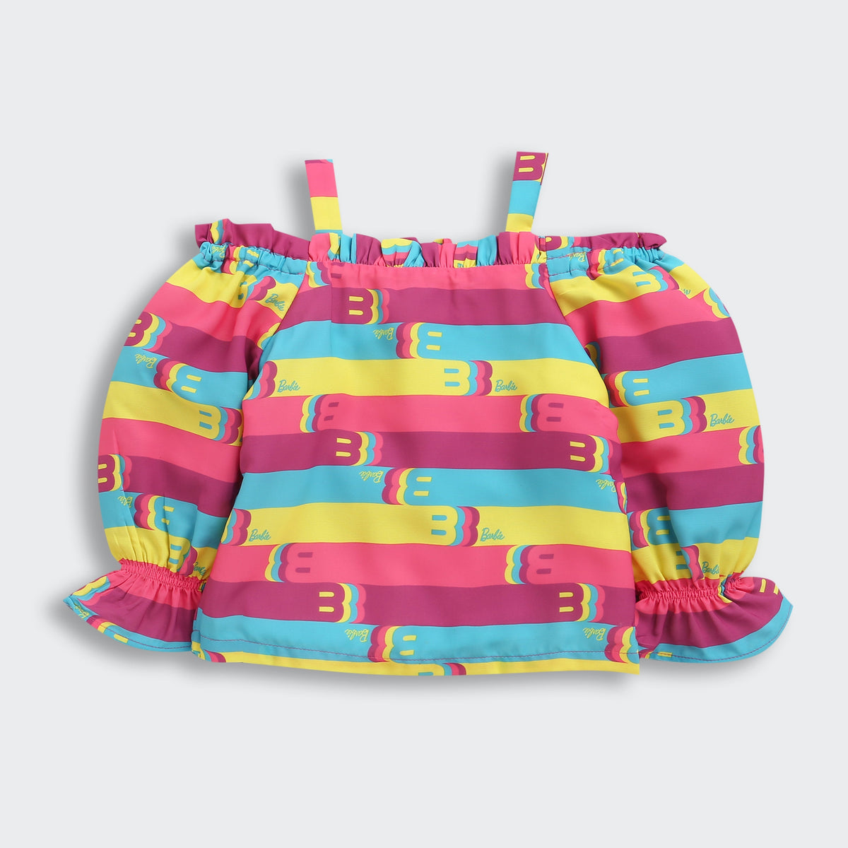 Barbie Rainbow Stripe Top & Aqua Pants Set