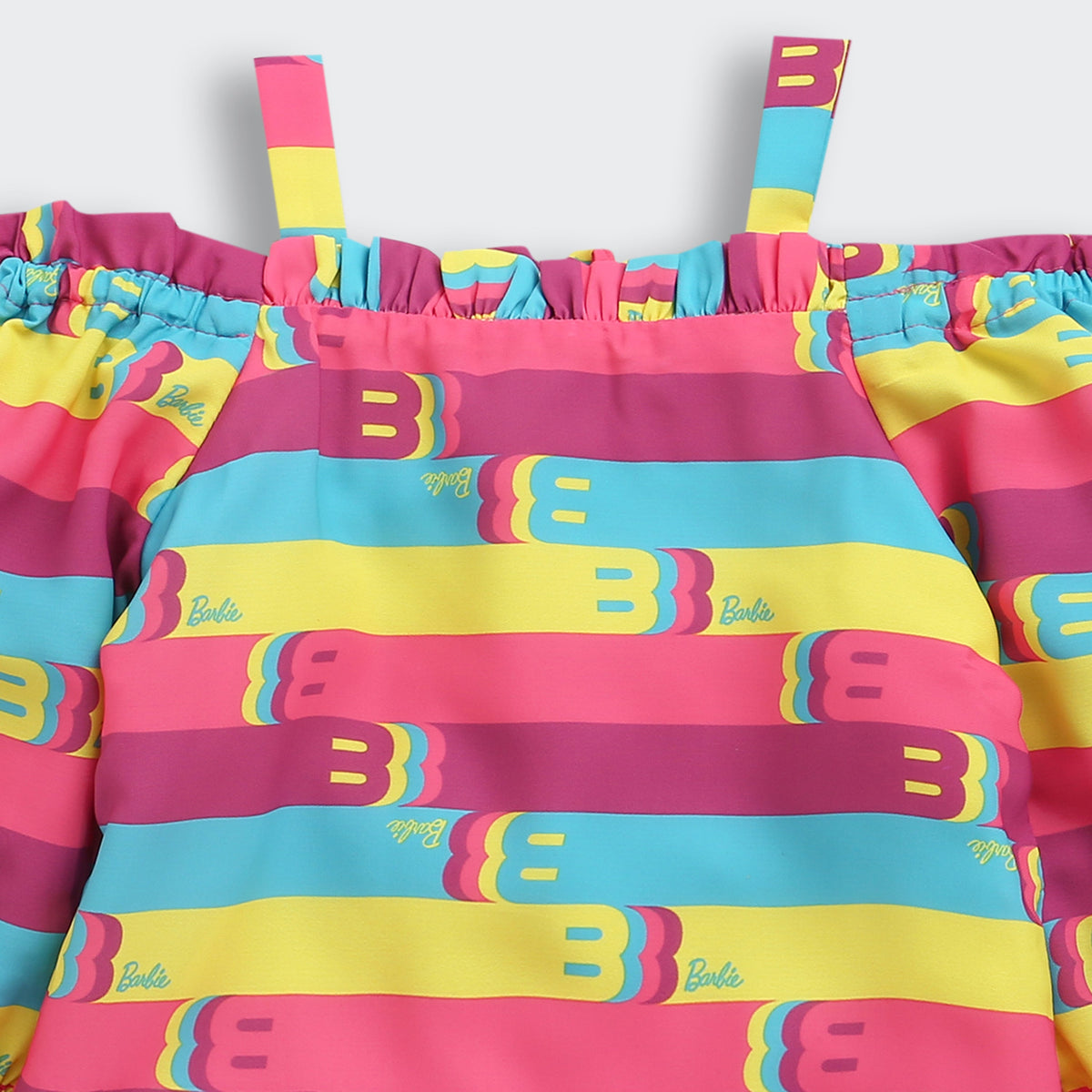 Barbie Rainbow Stripe Top & Aqua Pants Set