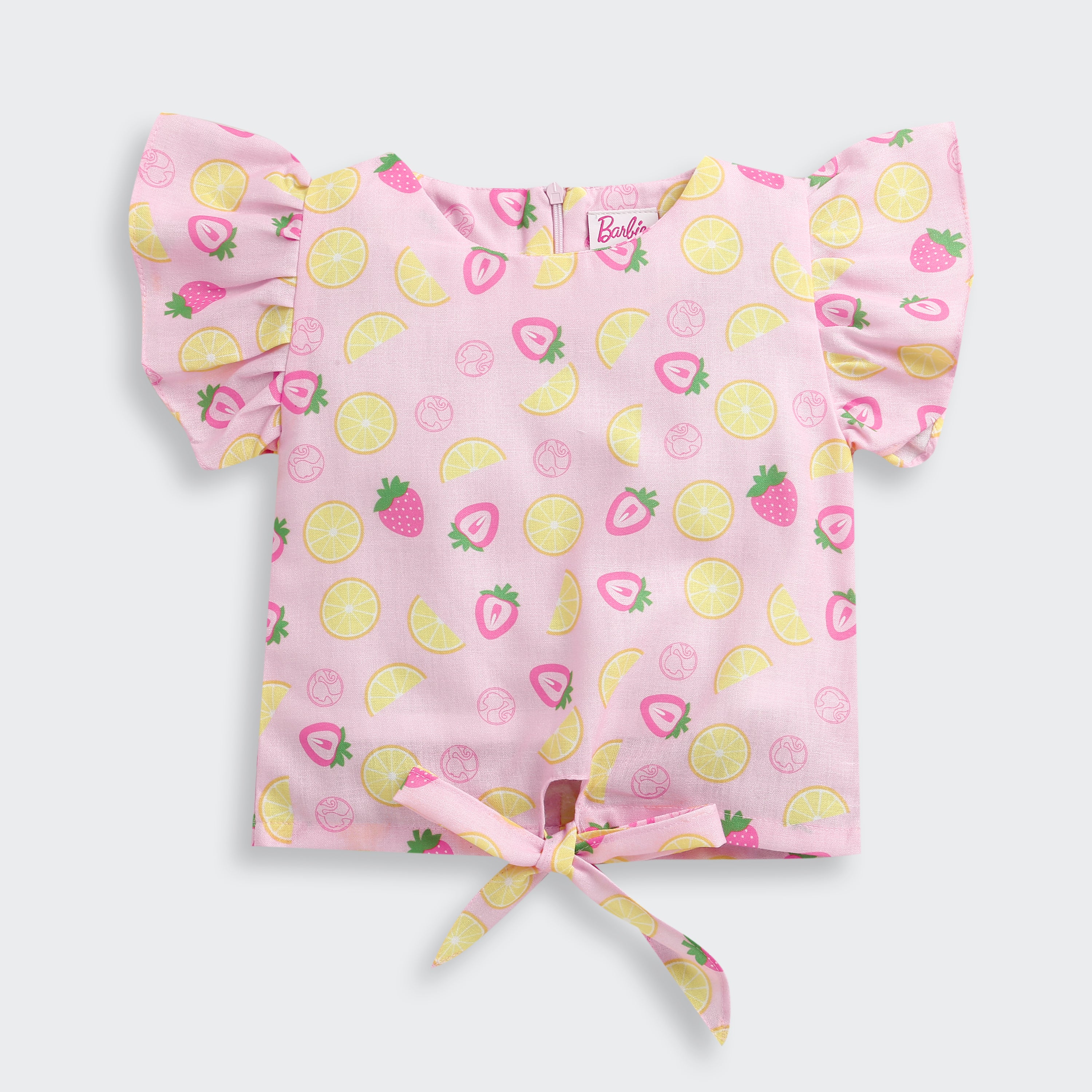 Girls Pink Printed Shorts Set