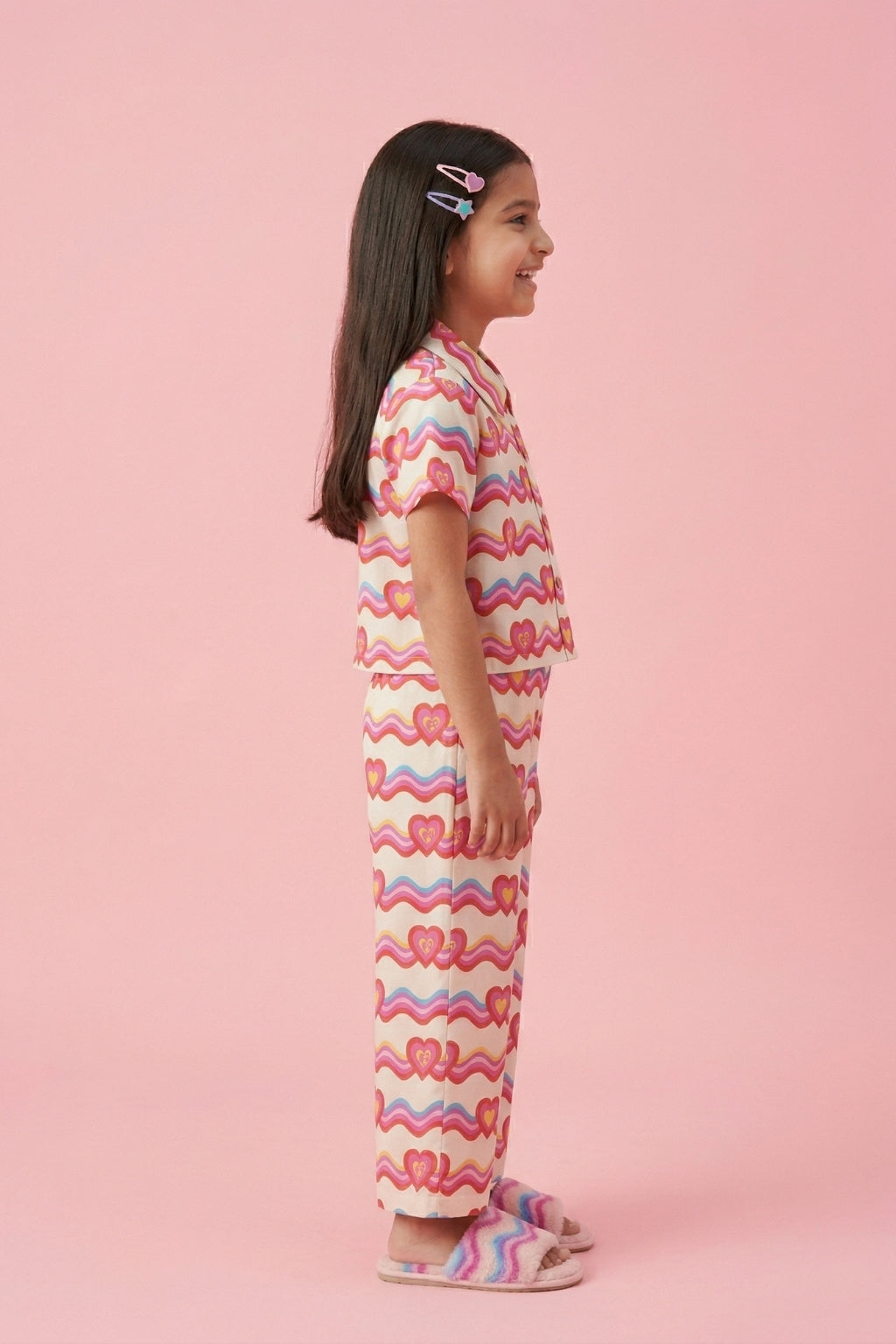 Girls Cream Printed Co-Ord Set