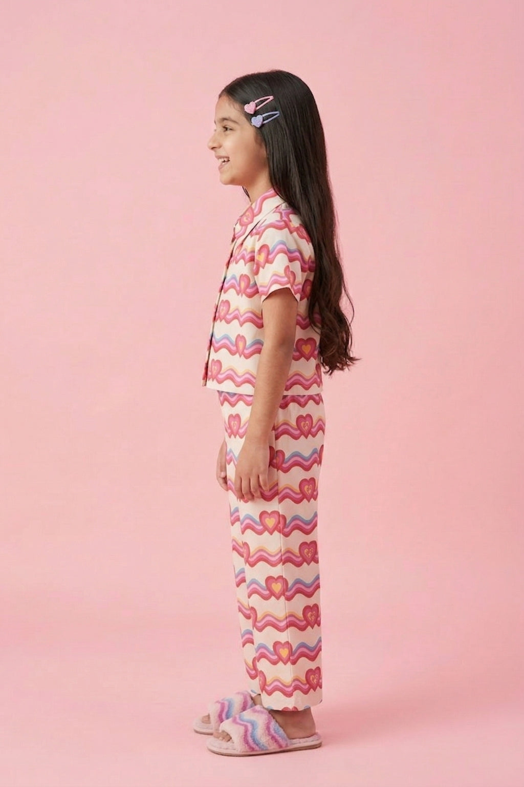 Girls Cream Printed Co-Ord Set