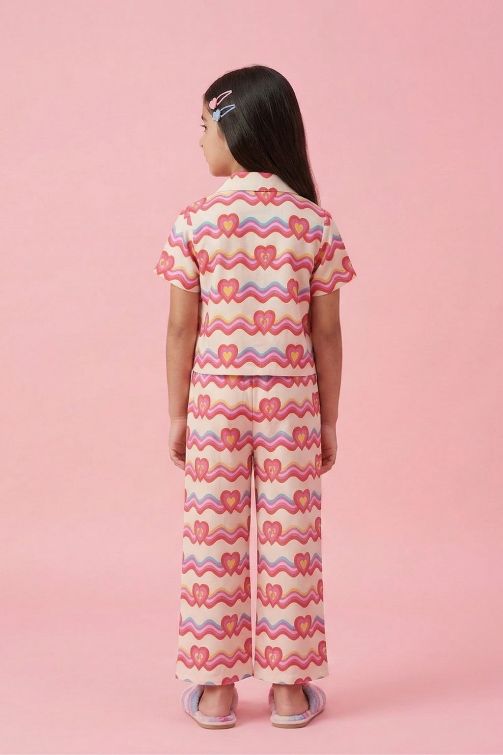 Girls Cream Printed Co-Ord Set