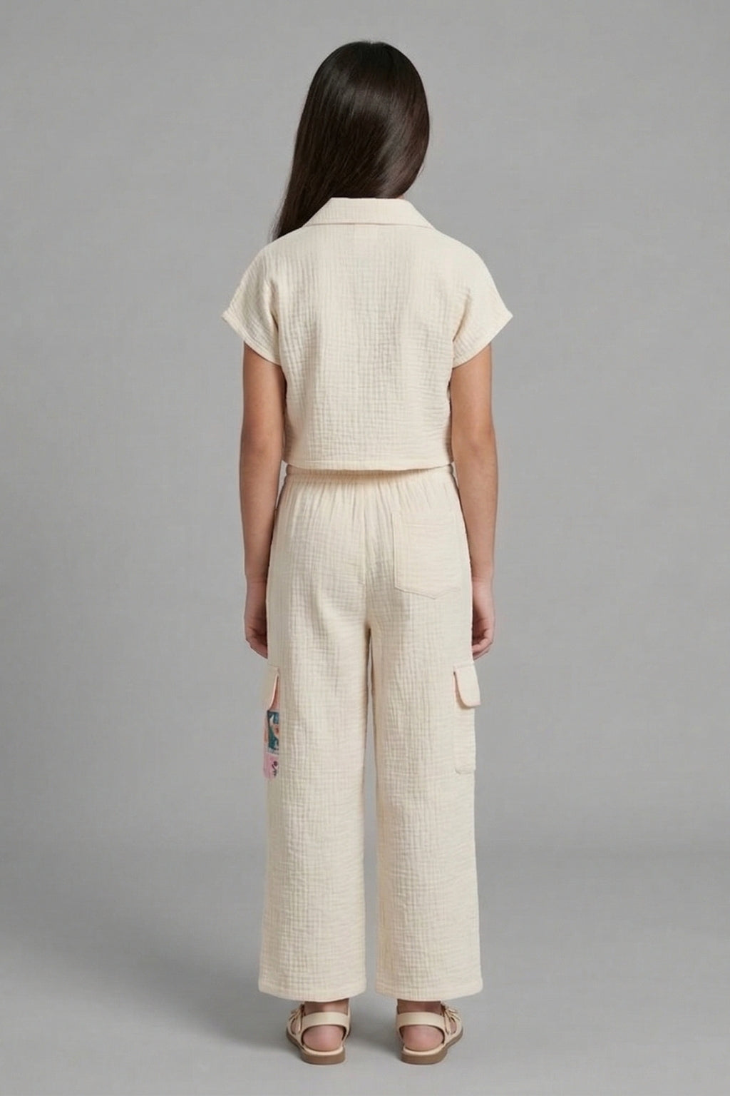 Girls Off White Casual Cotton T-Shirt