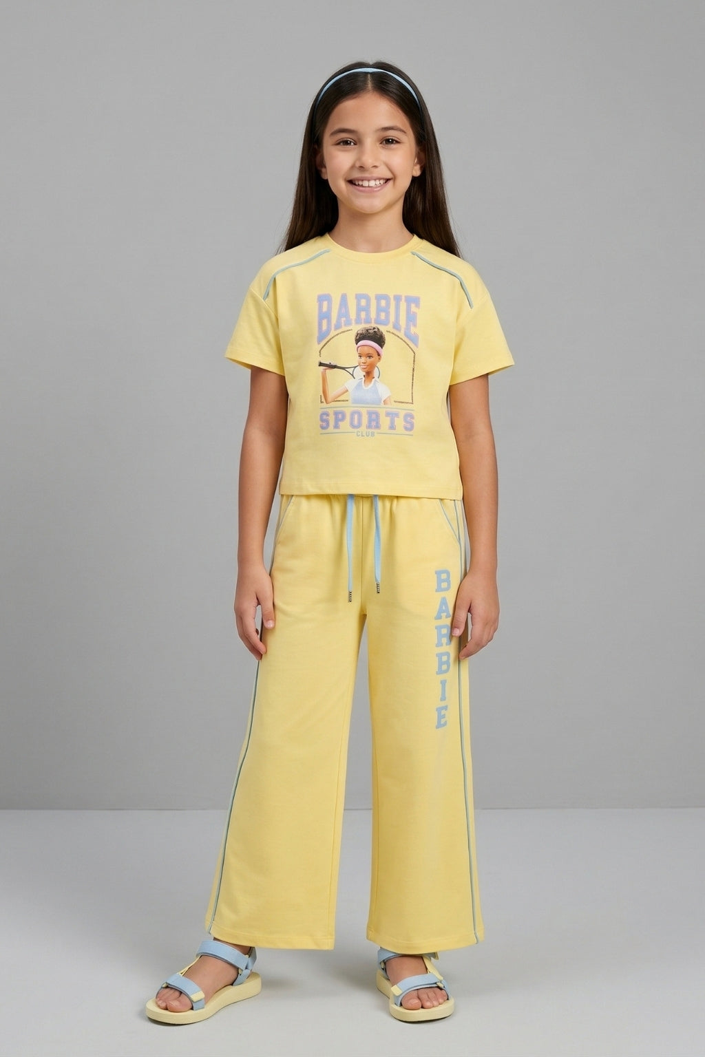 Girls Yellow Graphic Printed Co-Ord Set