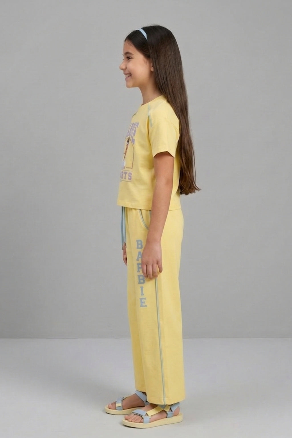 Girls Yellow Graphic Printed Co-Ord Set