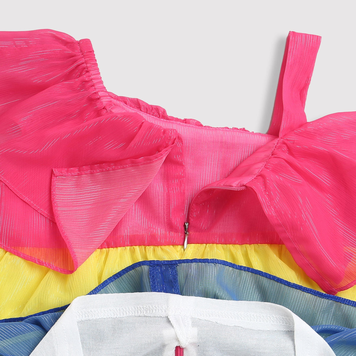 Barbie Rainbow Tiered One-Shoulder Top