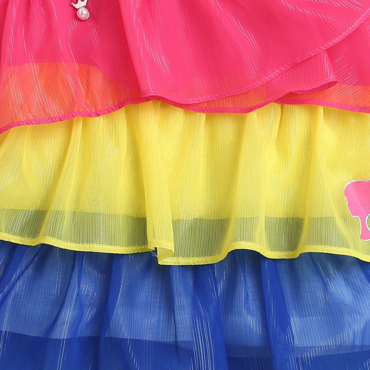 Barbie Rainbow Tiered One-Shoulder Top