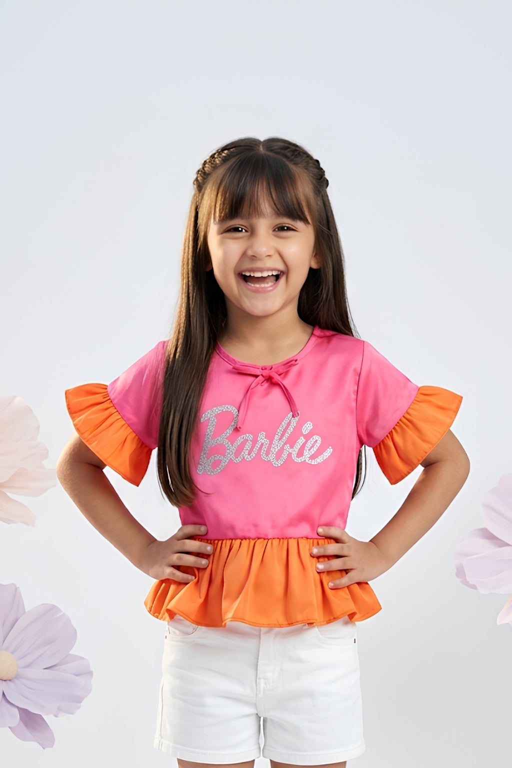 Barbie Pink-Orange Peplum Top