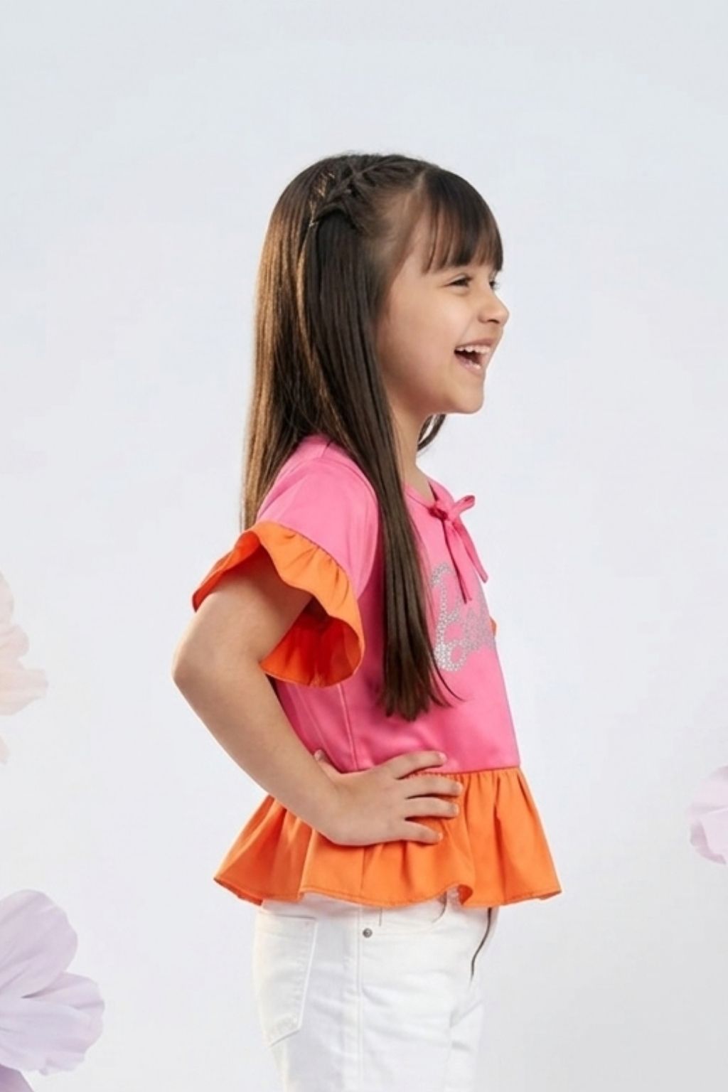 Barbie Pink-Orange Peplum Top