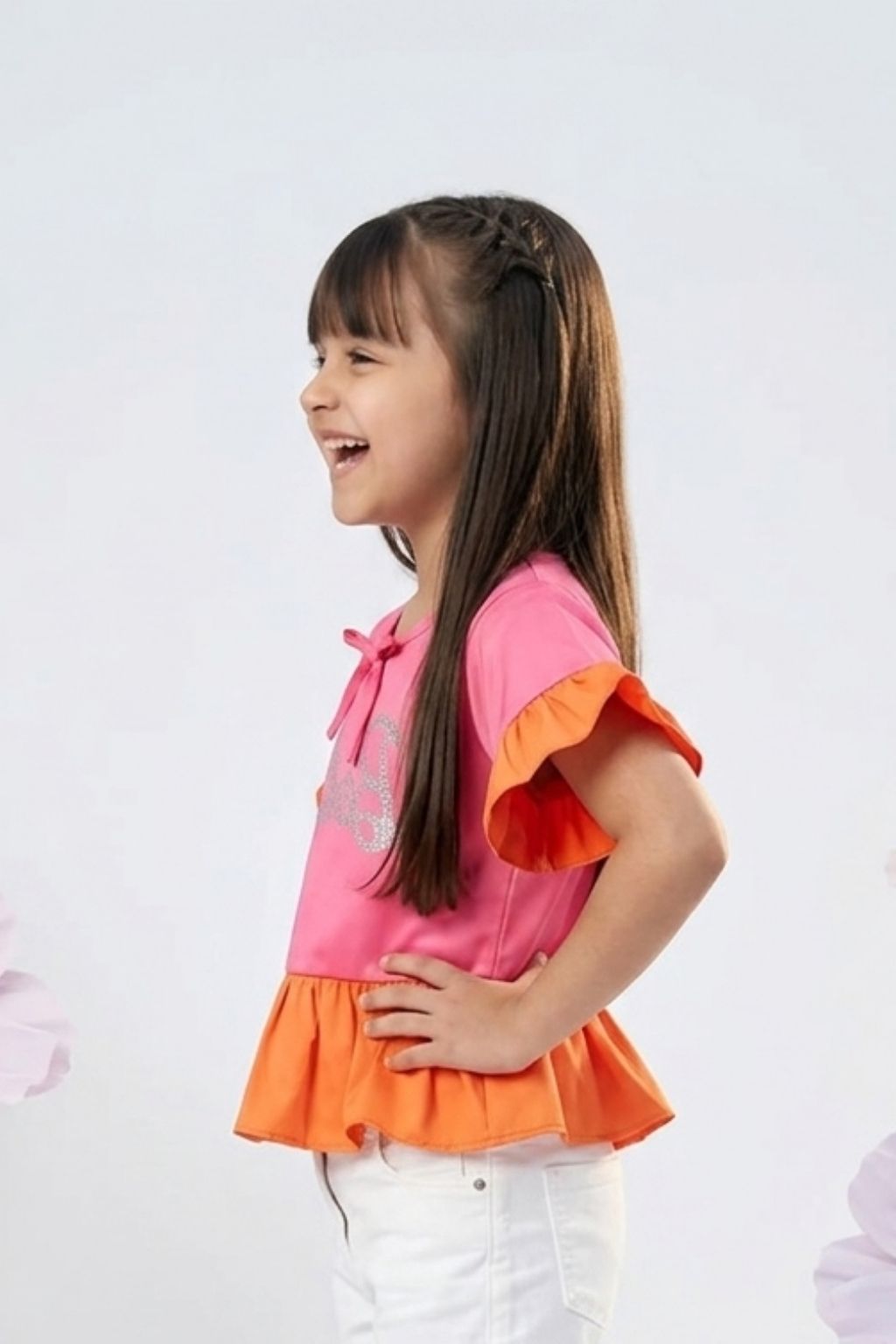 Barbie Pink-Orange Peplum Top