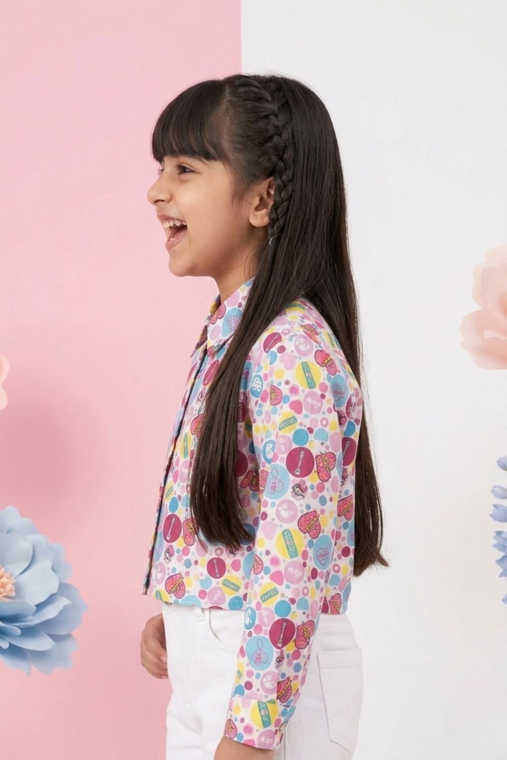 Barbie Multicolor Floral Cropped Shirt