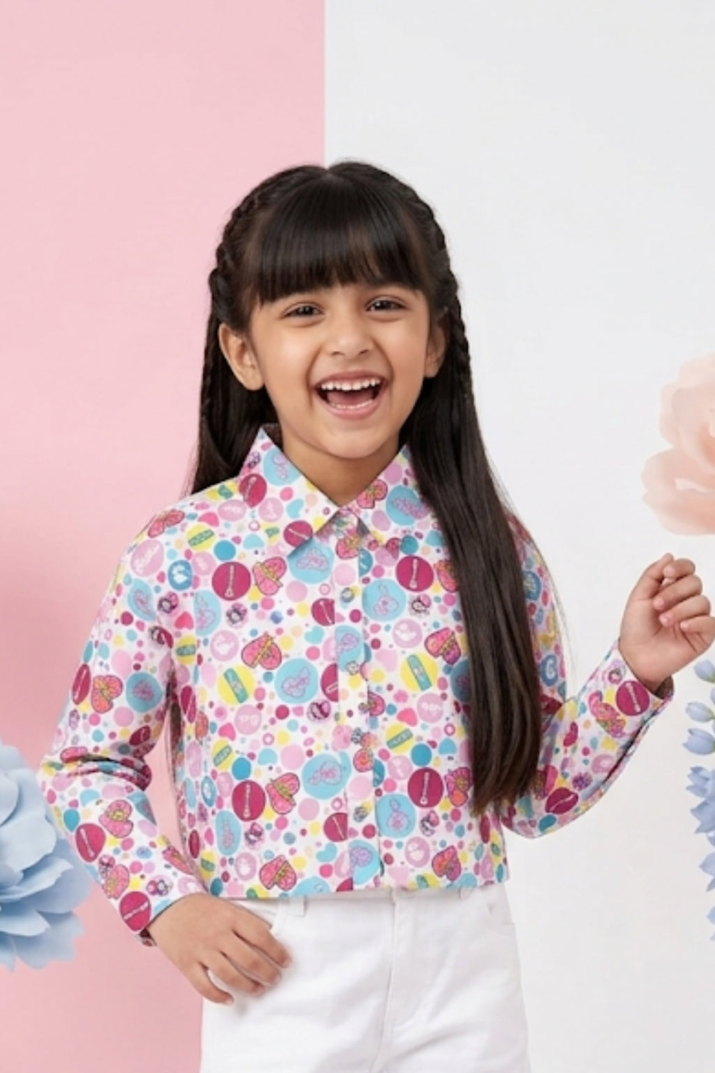 Barbie Multicolor Floral Cropped Shirt