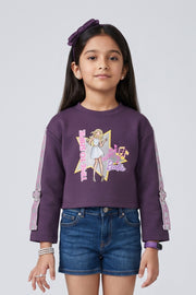 Girls Wine Graphic Print Party-Wear Crop Top