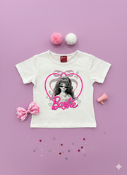 Girls White Graphic Printed Cotton T-Shirt