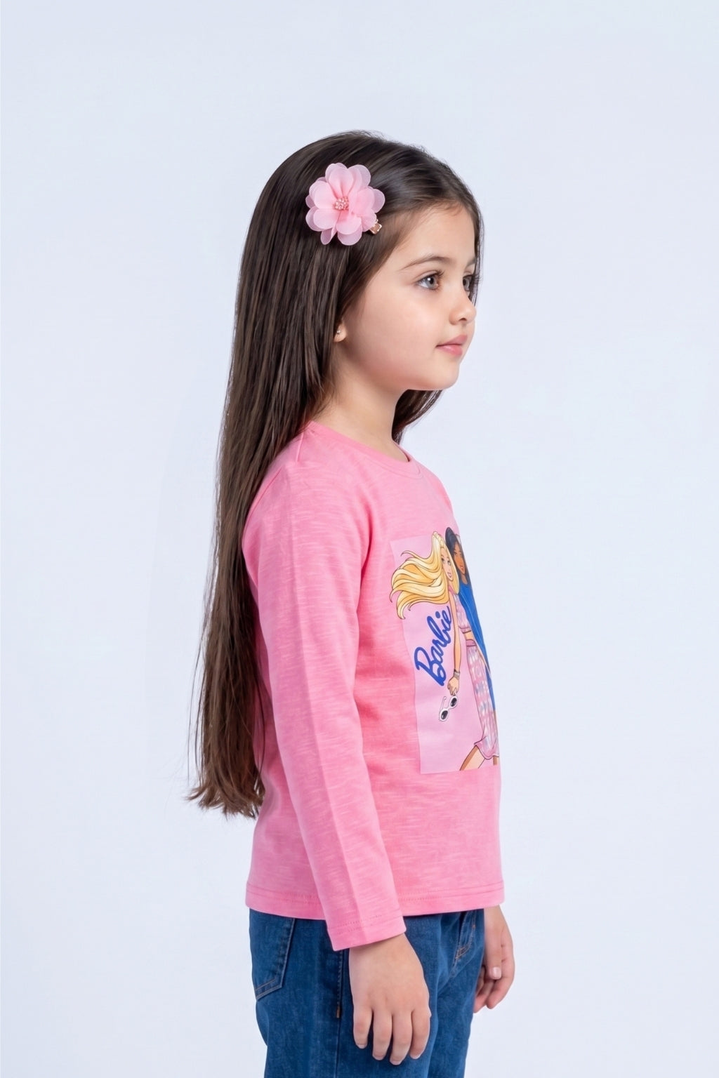 Girls Cotton Graphic Print T-Shirt in Pink