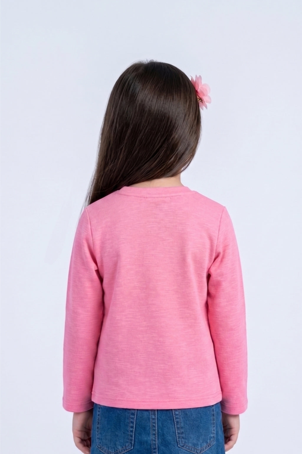 Girls Cotton Graphic Print T-Shirt in Pink