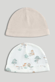 Unisex Print & Plain Mix Knit Hats Multi Pack of 2
