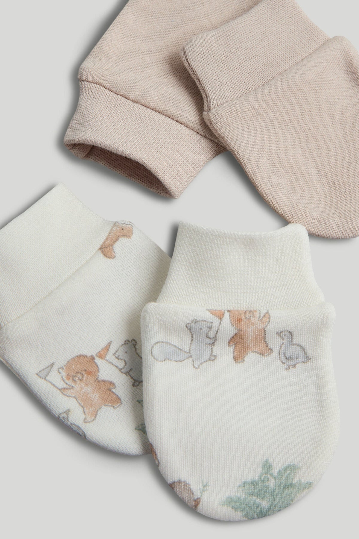 Unisex Print & Plain Mix Knit Mitts Multi Pack of 2