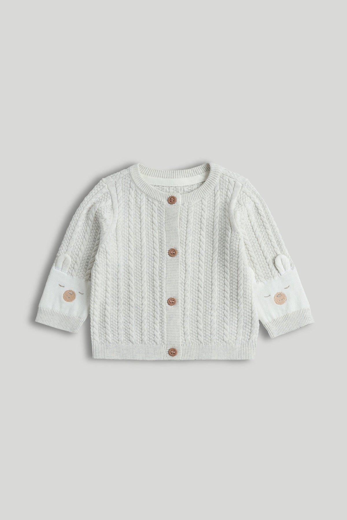 Unisex Appliqué & Embroidered Cardigan Light Grey
