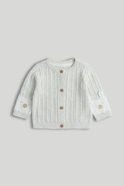 Unisex Appliqué & Embroidered Cardigan Light Grey