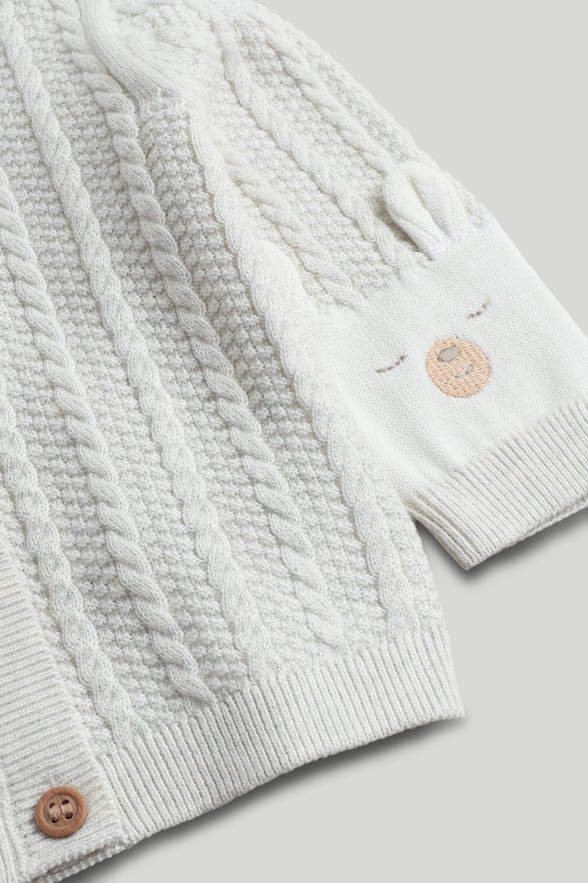 Unisex Appliqué & Embroidered Cardigan Light Grey
