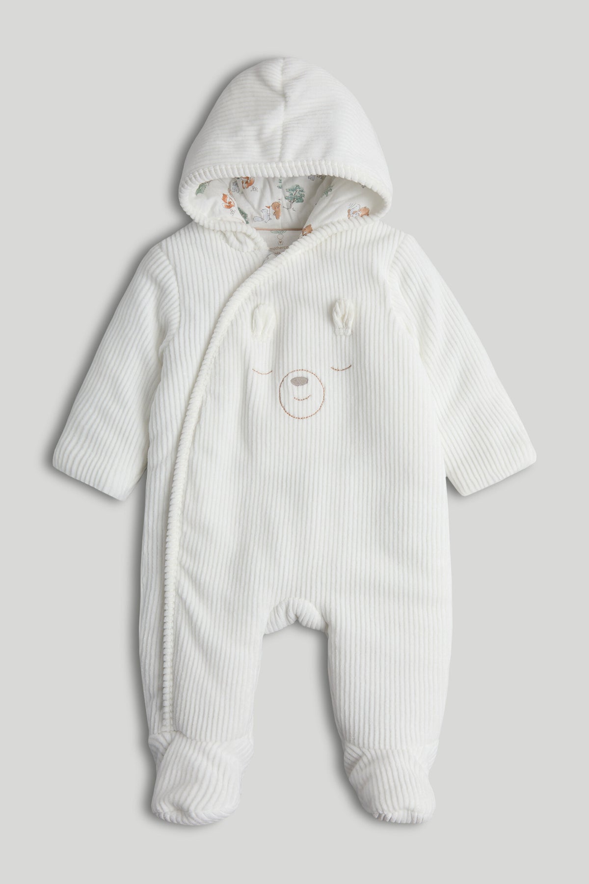 Textured Knitted Woven Pramsuit for Newborns