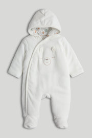 Textured Knitted Woven Pramsuit for Newborns