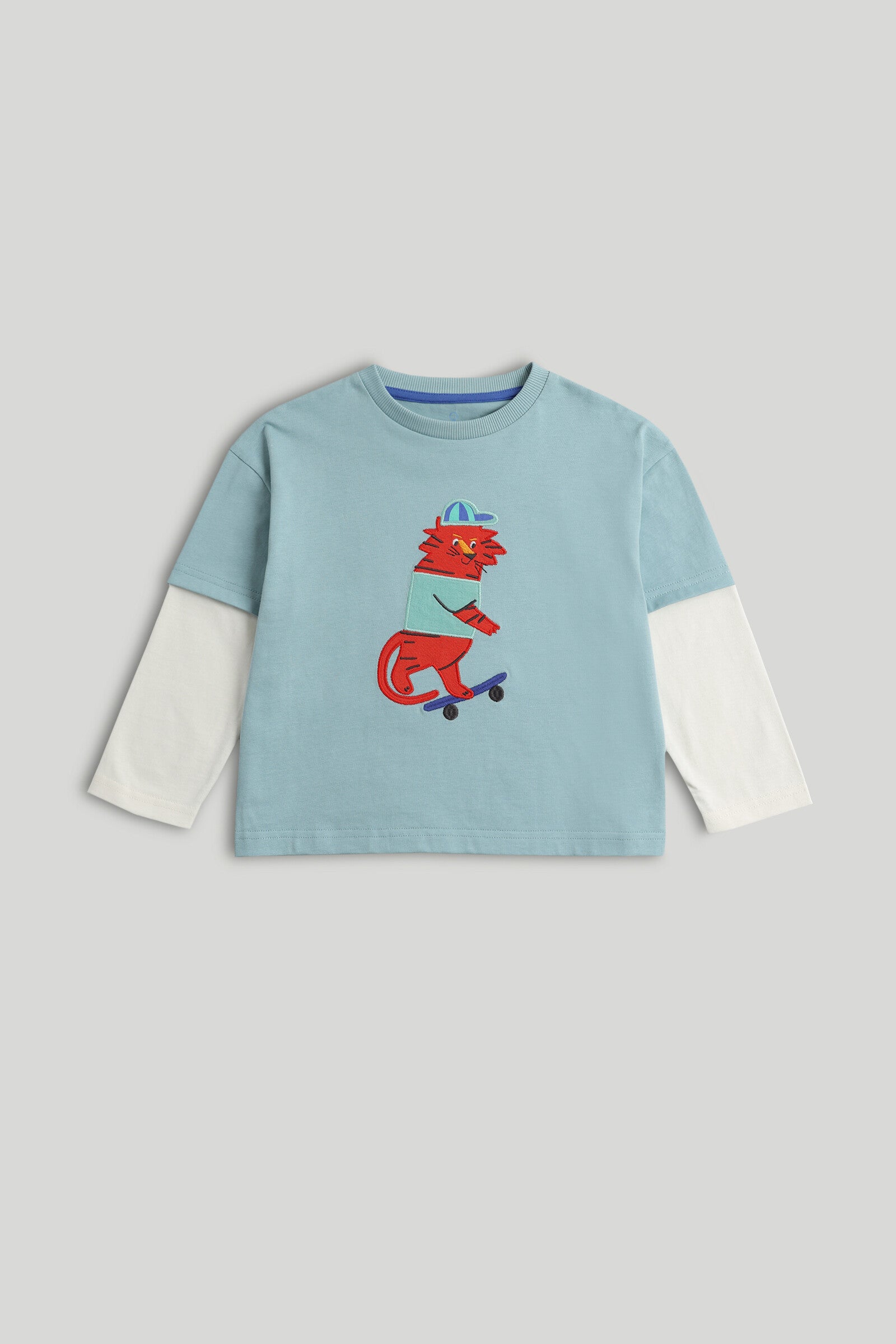 Baby Boys Light Blue Applique & Embroidered Long-Sleeve T-Shirt