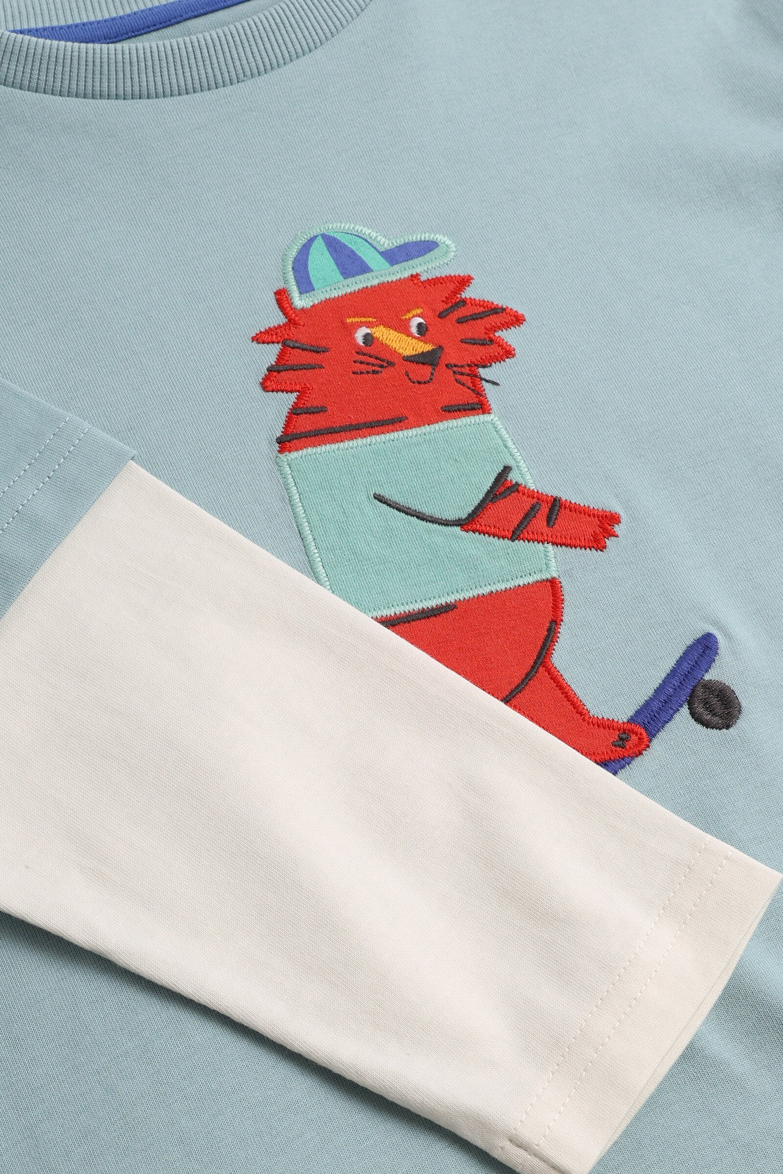 Baby Boys Light Blue Applique & Embroidered Long-Sleeve T-Shirt