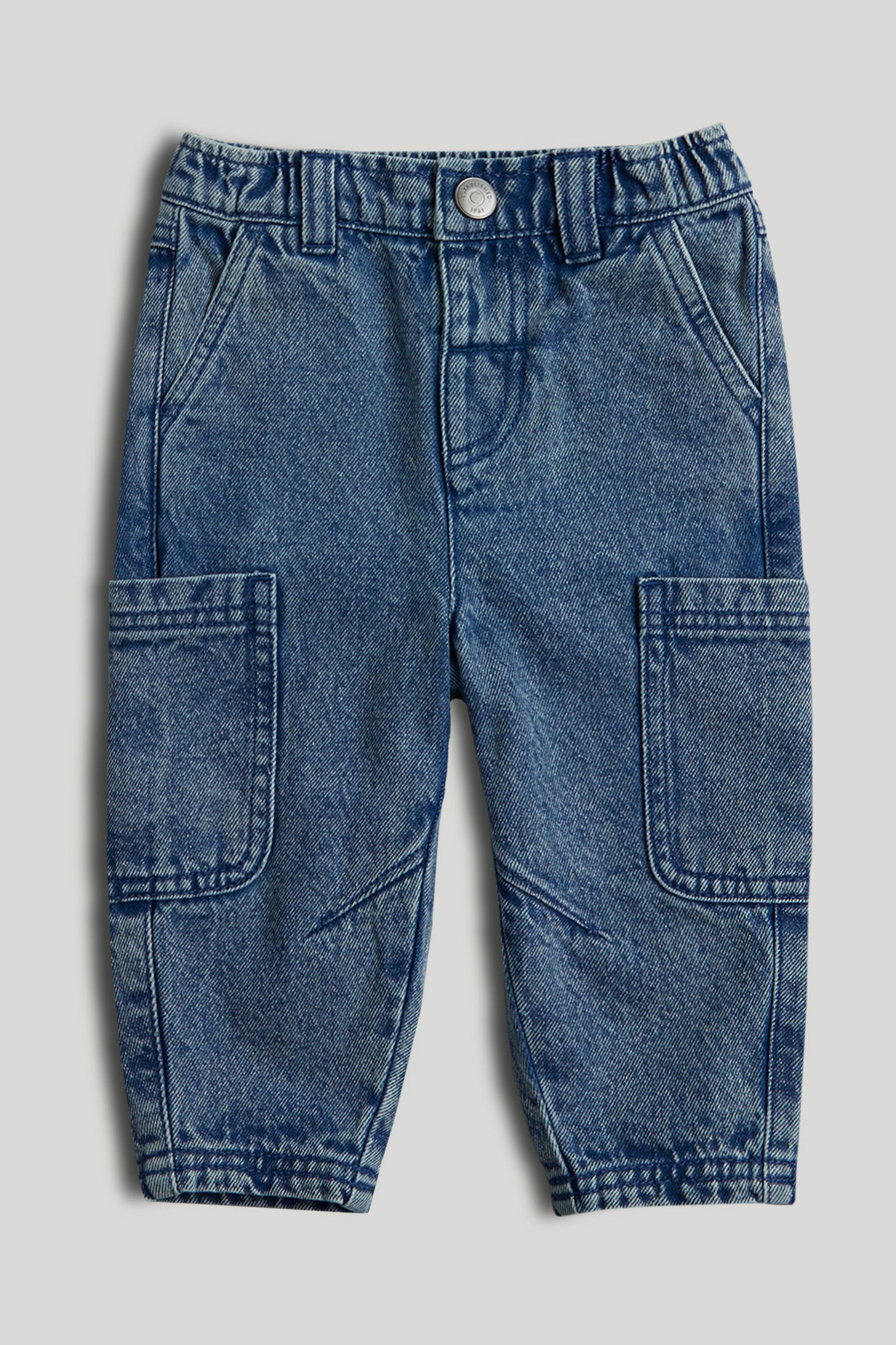 Boys Dark Blue Cotton Barrel Fit Casual Jeans