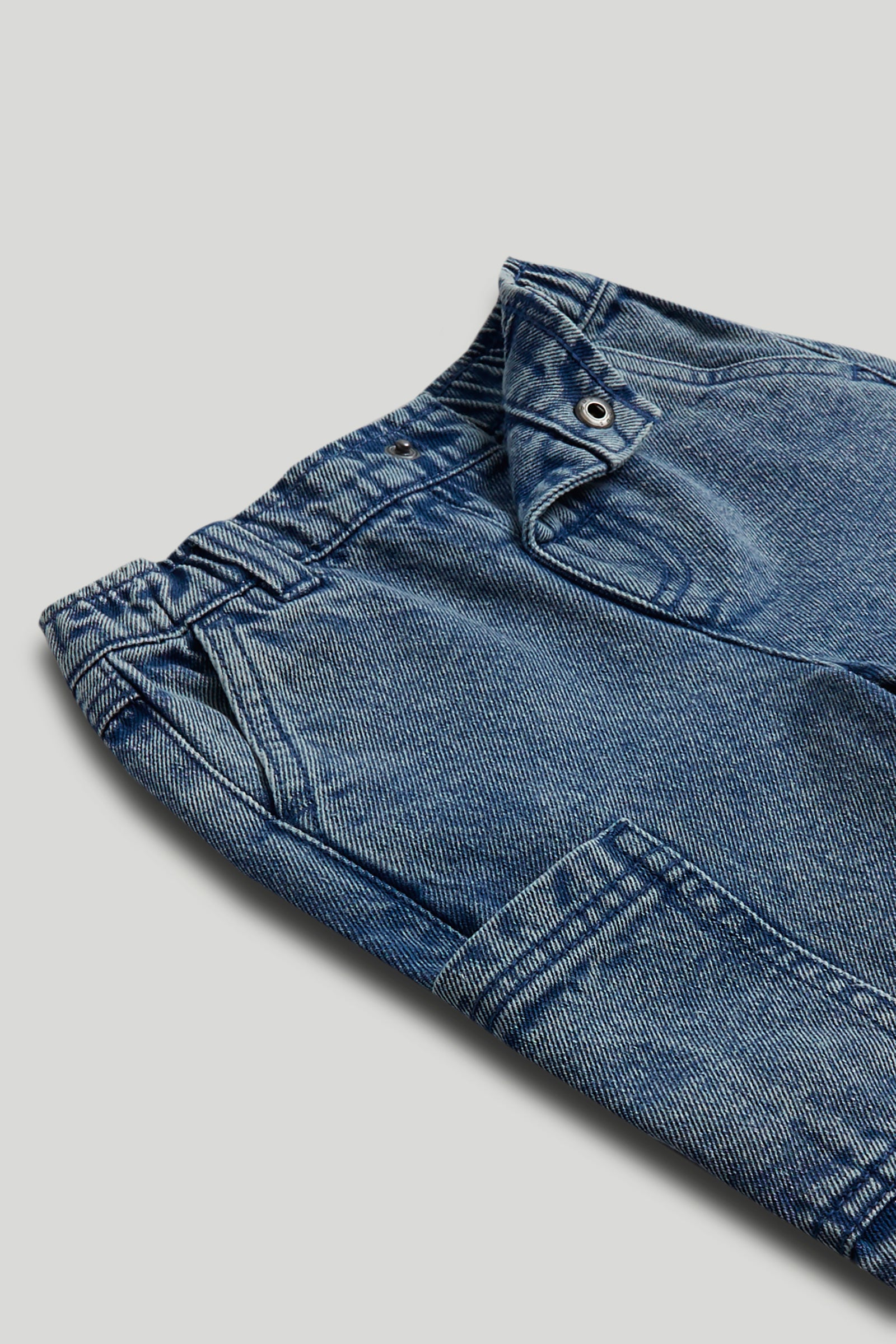 Boys Dark Blue Cotton Barrel Fit Casual Jeans