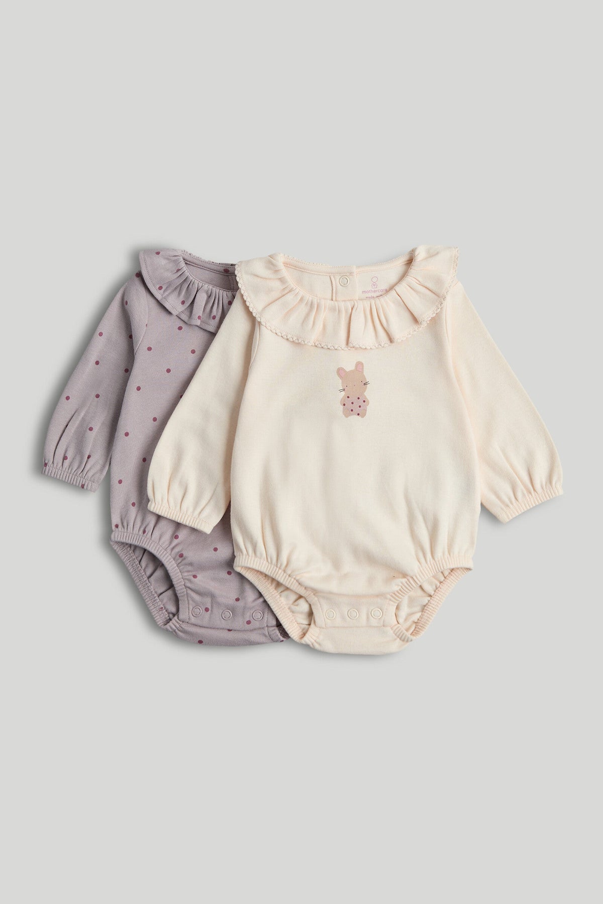 Girls Plain Bodysuits Multi Pack of 2