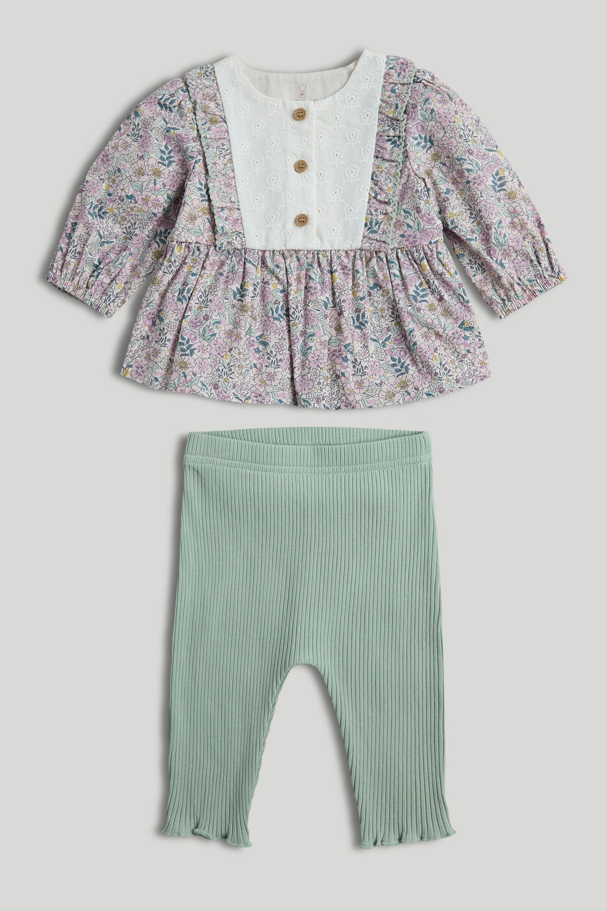 Girls Print & Plain Mix Top & Bottom Set Multi Pack of 2