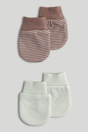 Boys Print & Plain Mix Mitts Multi Pack of 2