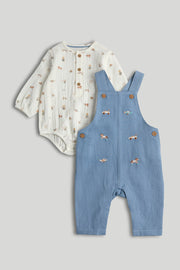 Boys Striped Dungaree Set Multi Pack of 2